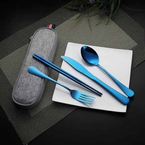 DEVICO Travel Utensils with Case, 5 Piece Portable Silverware Set for Work - Image 2