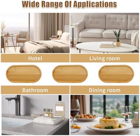 6Pcs Bamboo Tray for Bathroom, Small Wooden Trays Decorative for Candle - Image 7