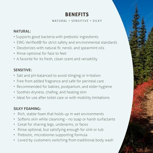 Wild & Pure Sensitive Skin Travel Size Body Wash Set (1.7 Oz Foam, 0.9 Oz Spray + Flannel Wipes) | Cleanser, Deodorizer, Moisturizer | pH-Balanced, Microbiome-Friendly | EcoBalance Refillable Skincare - Image 6