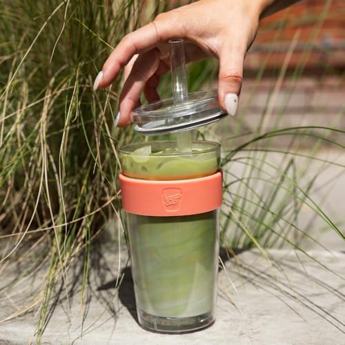 KeepCup Cold Cup - Longplay Double wall Glass Ice Coffee Tumbler with Lid and Straw - 16oz (454ml) - Californian Shrimp - Image 6