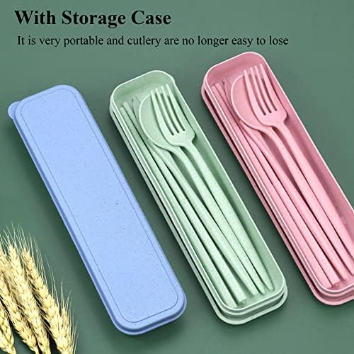 DISSKNIC Travel Utensils with Case, 6 Sets Reusable Utensils Set with Case, Camping utensil Set for Daily Use or Outdoor - Image 3