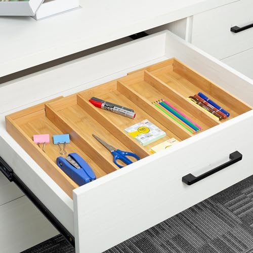 Utoplike Bamboo Expandable Kitchen Drawer Organizer Silverware Utensil Tray - Image 4