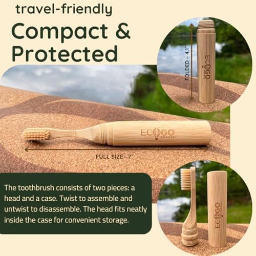 Screwable Bamboo Toothbrush Kit – Travel Toothbrush with Replacement Head & Cotton Storage Bag – Eco-Friendly, Compact, and Perfect for On-the-Go - Image 4