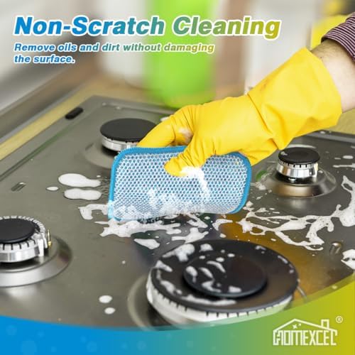 HOMEXCEL 12 Pack Scrub & Wipe Cloths, Scrub Sponges with Non-Scratch Wire Dishwashing Rag for Kitchen, All-Purpose Cloth for Dishes, Pots, Pans, Non-Stick Cookware, Countertops (Blue) - Image 4