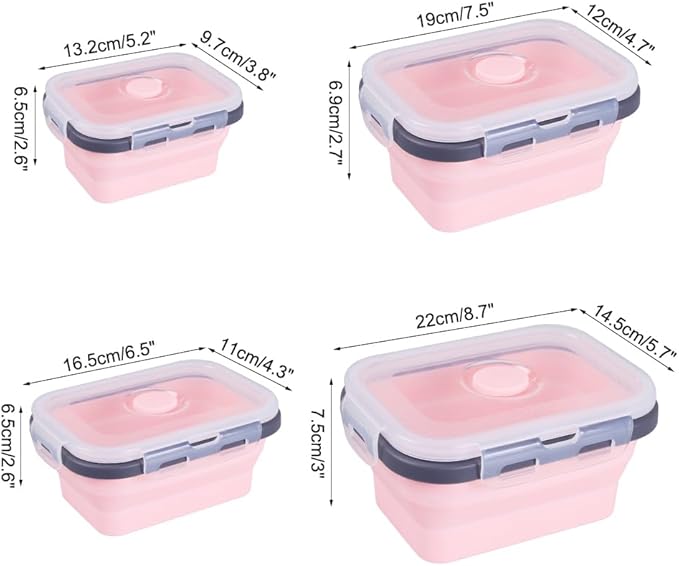 MiOYOOW Collapsible Camping Bowls with Lids, 4PCS Silicone Food Storage Containers, Heat Resistant Foldable Lunch Boxes for Camping Hiking Picnic BBQ Outdoor Cooking