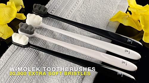 Wimolek Extra Soft Toothbrush for Sensitive Gums and Teeth. Micro Nano Toothbrushes with 20,000 Ultra Soft Bamboo Charcoal Bristles. Excellent Cleaning Effect (2 Pack) (Black Wave Bristle) - Image 2