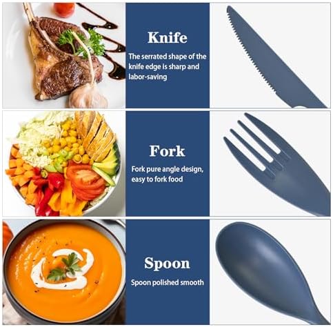 2 Sets Large Reusable Utensils Set with Case, Portable Travel Cutlery - Image 5