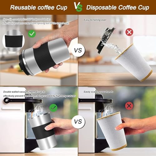 Insulated Travel Coffee Mug, Stainless Steel Coffee Cup with Leakproof Lid - Image 5