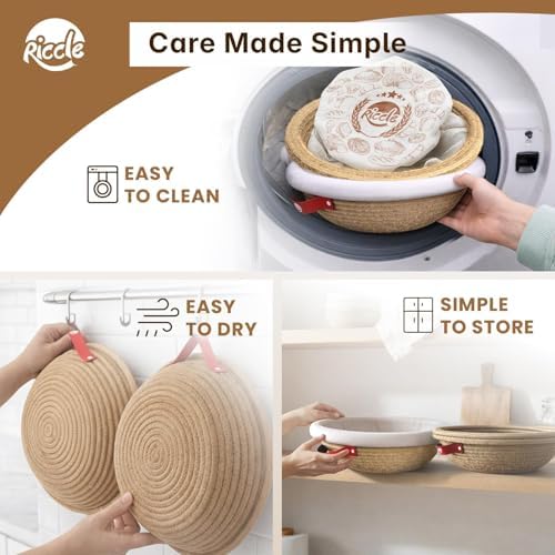 RICCLE Banneton Bread Proofing Basket, 2 Round Sourdough Banneton Baskets - Image 5