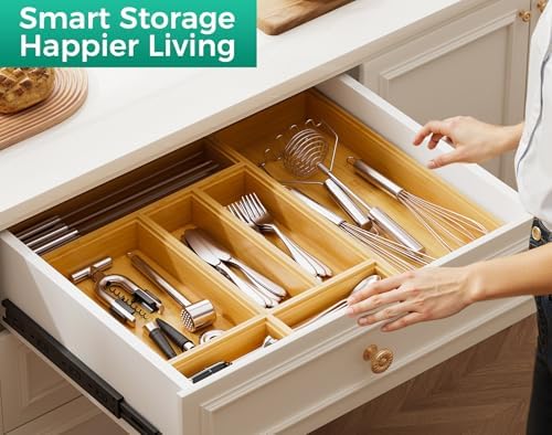 Bamboo Kitchen Drawer Organizer Boxes 9" x 6" Stackable Wooden Organizers - Image 4