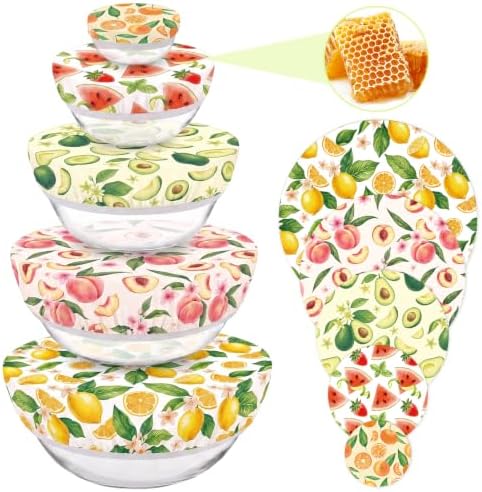 Sitsink Beeswax Bowl Covers Fruit Reusable Food Wrap 5 Pack by SitsinkArtCraftsTools
