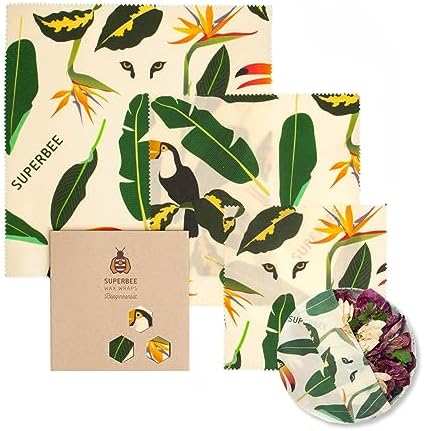 SuperBee Beeswax Wraps Set of 3 Reusable Food Wrap Bees Paper Jungle by SuperBee