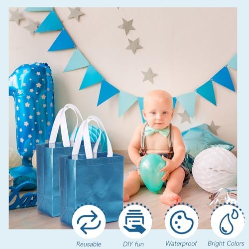 Eccliy 80 Pcs Reusable Gift Bags, Medium, Lake Blue - Image 3