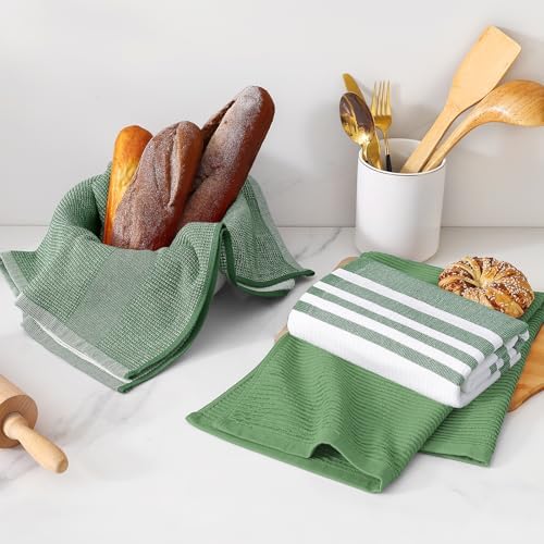 Homaxy Cotton 380 GSM Premium Kitchen Towels, 18"x28", 9 Pack, Grass Green - Image 6