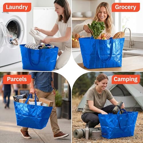 DURASACK Haul-It-All Extra-Large Reusable Shopping Bag, Blue, Pack of 4 - Image 6