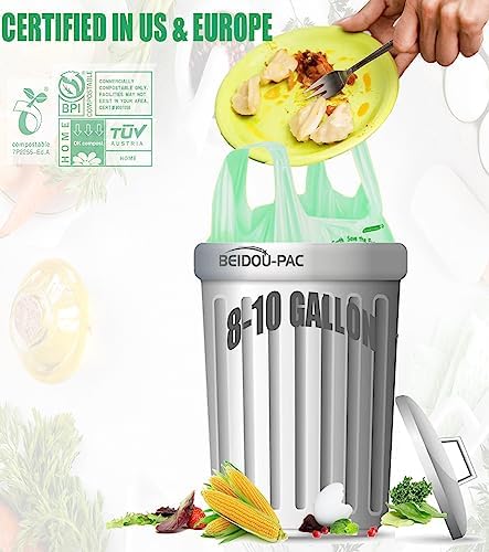 BEIDOU-PAC 8-10 Gallon Compostable Trash Bags, 60 Count - Ideal for Kitchen & Food Scrap Waste, US BPI Certified to ASTM D6400 Standard - Image 4
