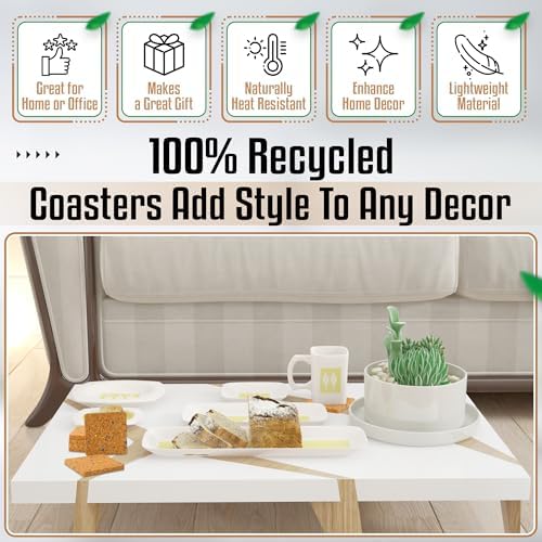 Bleeker & Rowe Recycled Cork Coasters, Set of 6, 4x4 inches, Non-Slip, Absorbent - Image 4