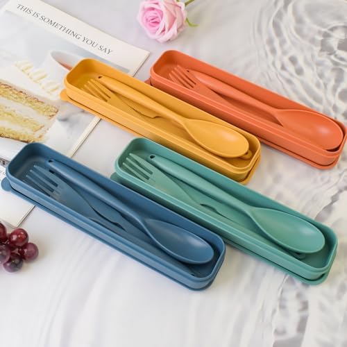 Zoyiancy 4 Sets Large Utensils Set with Case, Reusable Travel Cutlery Set - Image 3
