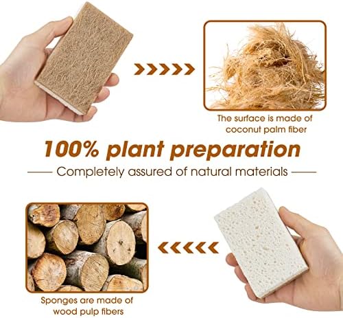 GREENTH PRO 10 Pack Nature Dish Sponge - Natural Kitchen Sponge - Coconut Fiber and Wood Cellulose Scrubber - Image 2