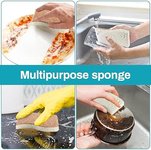 MAQIHAN 10PCS Natural Sponges for Dishes - Biodegradable Sponges Kitchen Eco Friendly Dish Sponge Non-Scratch Sponges for Cleaning Kitchen - Image 6