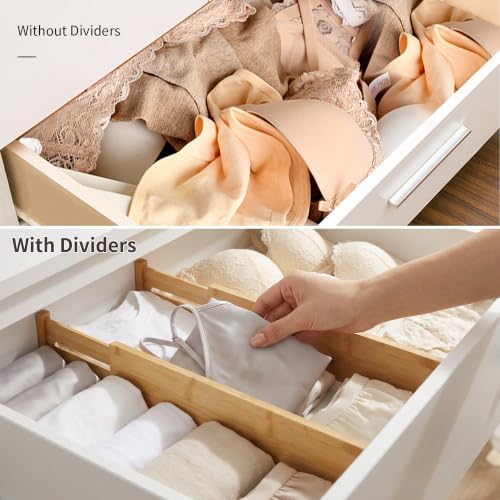 Utoplike 4 Pcs Bamboo Kitchen Drawer Dividers, Large Drawers Organizers - Image 5
