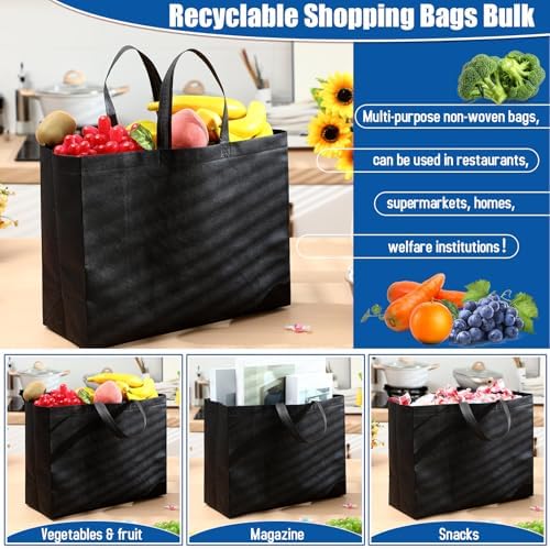 Windyun Reusable Grocery Bags Large Non Woven Shopping Bags with Handles Foldable Portable Tote, 16x6x12 Inch - Image 4