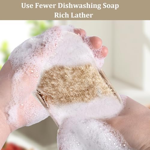 Bamboo Dish Sponge Natural Kitchen Scrub Sponges-Beige,6 Pack - Image 6
