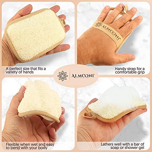 Almooni Natural Shower Loofah, Egyptian Exfoliating Sponge, 2 Pack - Image 4