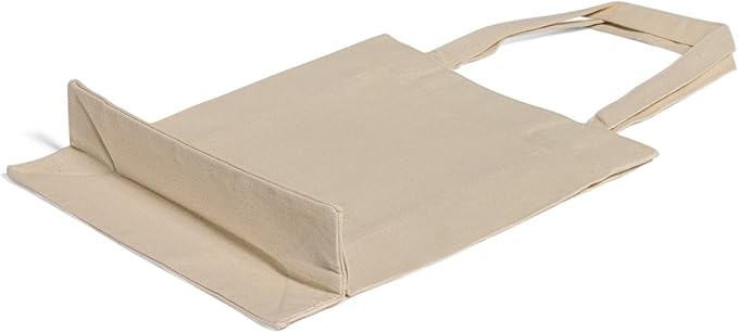Recycled Cotton Canvas Tote Bags with Gusset – 12 Pcs Bulk Reusable Canvas Bags with Handles for Shopping, Work Bag