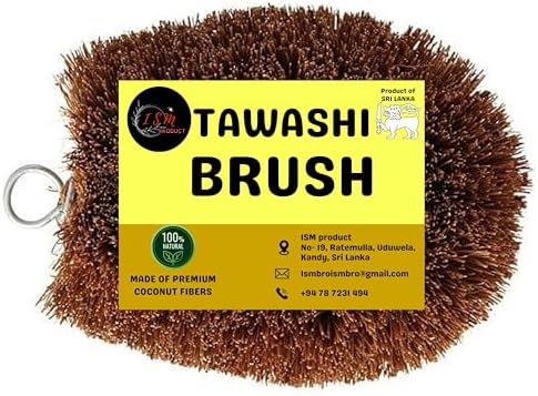 Tawashi Vegetable Brush - Natural Coconut Coir Fiber Kitchen Scrubber - Eco-Friendly Fruit & Veggie Scrub Brush for Cleaning Produce, Pots and Pans - Authentic Sri Lankan Design, Plastic-Free by ISMPRODUCT