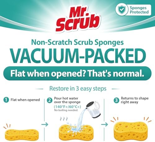 Mr. Scrub Sponges Kitchen Scrub Dish Sponge Scouring Pad, 12 Pack Cleaning Brush Scrubber Supplies for Soap, Dishwashing Dinnerware Sets Pan Pot Towels Cloth Rags Holder Glass Dishwasher Sink Bathroom - Image 4