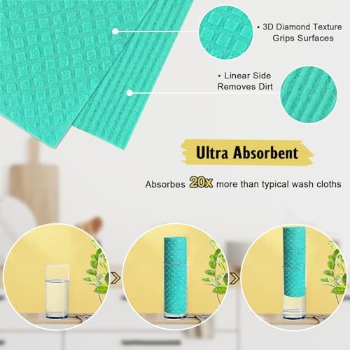 MoLKENE Swedish Dishcloths for Kitchen, 6 Pack Cellulose Sponge Cloths - Image 3