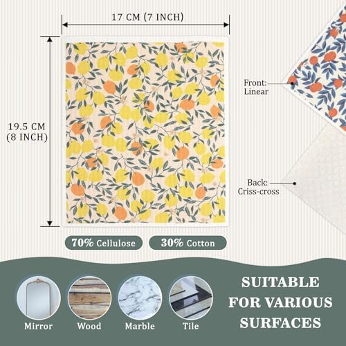 Swedish Dishcloths Dish Towels Set: Kitchen Cellulose Sponge Cloths (Fruit) - Image 4