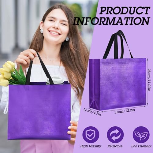 Eccliy 80 Pcs Reusable Gift Bags, Large, Purple - Image 5