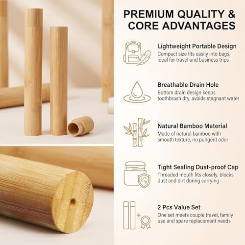 2 Pcs Bamboo Toothbrush Travel Case - Image 3
