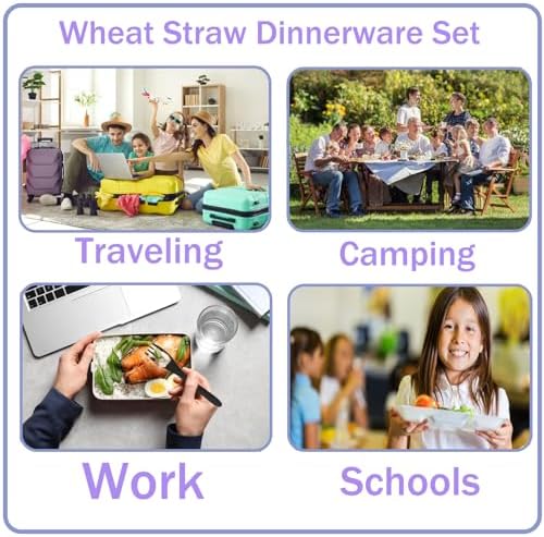 Wheat Straw Travel Utensils 2pk Knife Fork Spoon Cutlery with Storage Case - Image 5