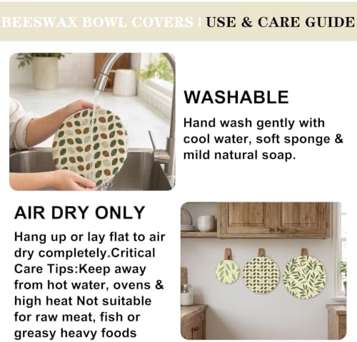 Sitsink Beeswax Bowl Covers Leaves Reusable Food Wrap 5 Pack - Image 6