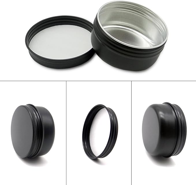 10pack 80ml Aluminum Tin, 80 Gram Black Empty Travel Cosmetic Sample Containers with Screw Cap Lid, 80g Metal Tins Can Storage Travel Jars for DIY Crafts, Lip Balms, Face Cream, Candle, Tea