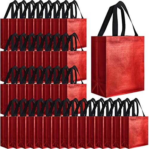 Eccliy 80 Pcs Reusable Gift Bags, Medium, Red with Black Handles by Eccliy