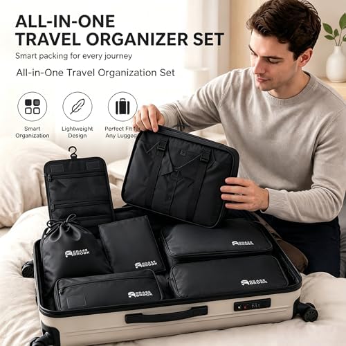 8 Set Packing Cubes for Travel Essentials, Suitcase Organizer Bags, Carry-On Luggage Accessories for Travel Essentials, Must-Have for Airplane, Road Trip & Camping (Black) - Image 3