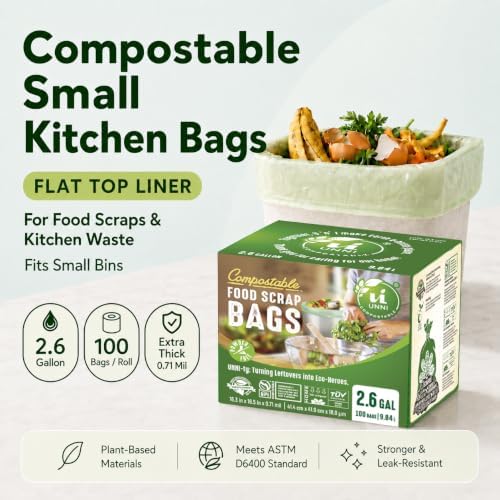 UNNI 2.6 Gallon Compostable Bags, 100 Count, 10 Liter, Extra Thick 0.71 Mil - Image 2
