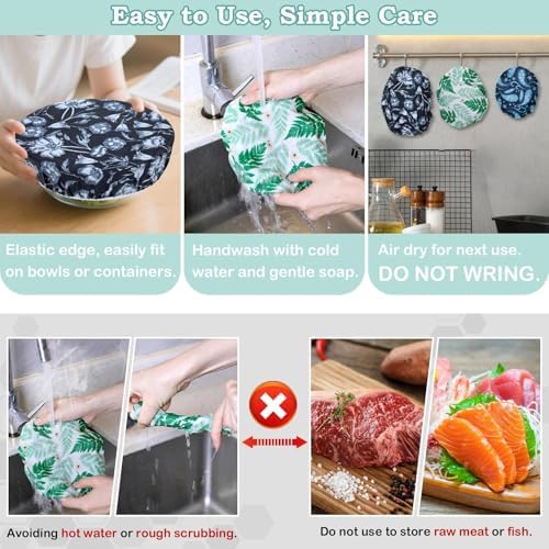 5Pcs Reusable Beeswax Elastic Bowl Covers for Bread Proofing and Food Cover - Image 6