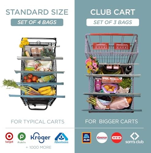 Lotus Earth Tone Trolley Reusable Shopping Bags (4-Pack) – Detachable & Reusable Grocery Bags Foldable with Insulated Grocery Bag & Egg/Wine Holder – Washable Shopping Tote to Save Time & Easy Storage - Image 2