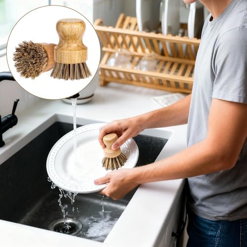 12 Packs Dish Scrub Brush Washing Scrubbers Kitchen Palm Pot Brush Brown - Image 5