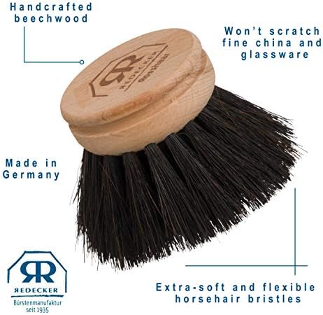 Redecker Dish Brush Replacement Head, Horsehair, 1-1/2 Inch Round – Soft Wooden Brush Head for Delicate Dishwashing, Made in Germany - Image 5