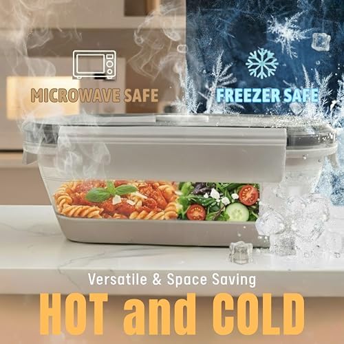 A MILLI Collapsible Food Storage Containers with Lids, 2 Pack Large Silicone Bowls 27oz & 40oz, Leakproof Airtight Foldable Lunch Box, BPA Free Microwave Freezer Dishwasher Safe, Camping RV Meal Prep - Image 6