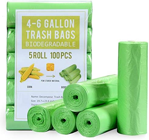 Jaoul Trash Bags 4 Gallon, Small Garbage Bags Strong Tear & Leak Resistant, Unscented Trash Bags for Kitchen, Bathroom, Office, Restroom, Car, Green, 100 Counts by Jaoul