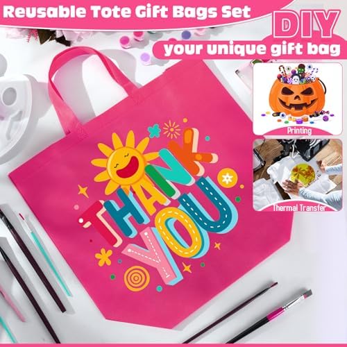 Windyun Reusable Grocery Bags Large Non Woven Shopping Bags with Handles Foldable Portable Tote, 16x6x12 Inch - Image 5