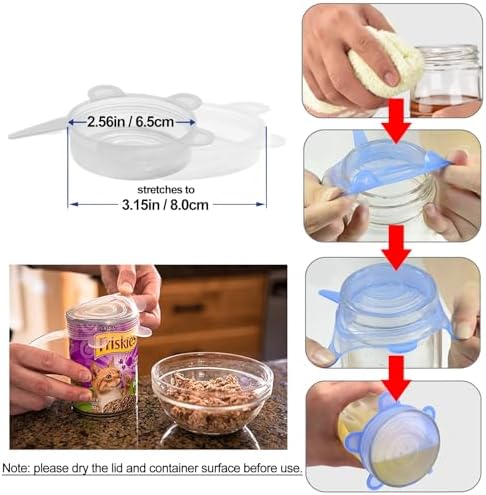 Silicone Can Lids (10 Pack, All 2.6'' Diameter), Reusable Silicone Stretch Lids for Pet Food Cans, BPA-free Seal Can Covers for Yogurt Jars Soda Regular Mason Jars Canned Pet Foods - Image 3