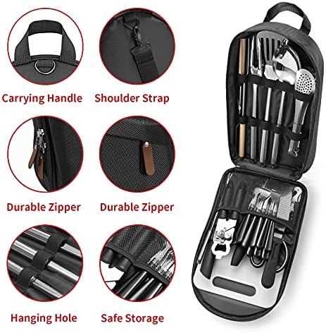 Portable Camping Kitchen Utensil Set-27 Piece Cookware Kit, Stainless Steel Outdoor Cooking and Grilling Utensil Organizer Travel Set Perfect for Travel, Picnics, RVs, Camping, BBQs, Parties and More - Image 2